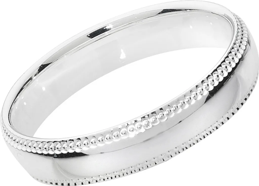 Alliance Argent Anti-Allergie 925 Anneau Confort 4mm Milgrain 53