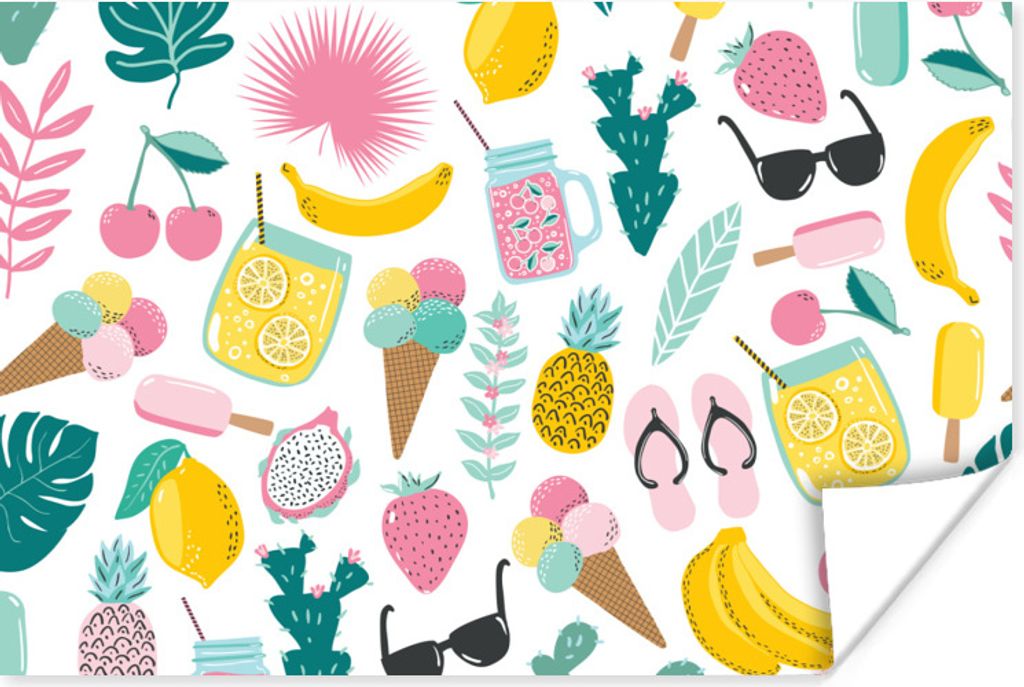 MuchoWow Poster Sommer - Symbole - Muster 60x40 cm - Schlafzimmerdekoration