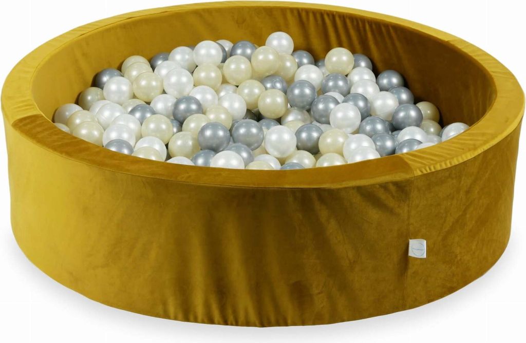 Bällebad 110x30 Samt Gold – Mit 400 Bällen / Hellgold, Silber, Perlmutt