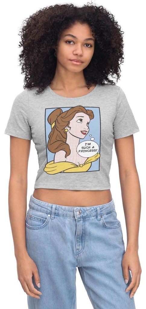 Belle I'm Such A Princess Crop Top, M, Grau meliert