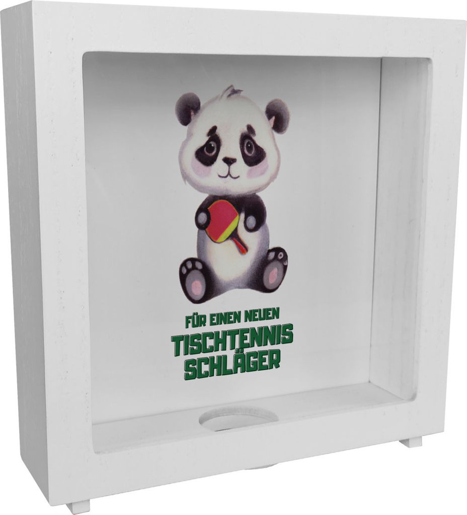 Für einen neuen Tischtennis Schläger Panda Rahmen Spardose aus Holz