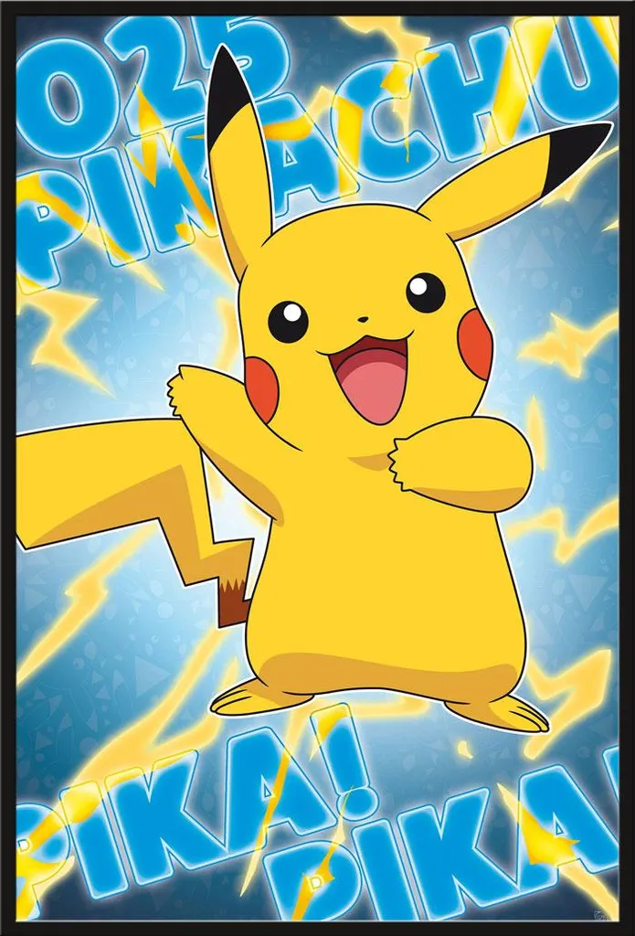 Poster Pokémon Pikachu Encadré 61x91,5 cm Décoration Murale Geek