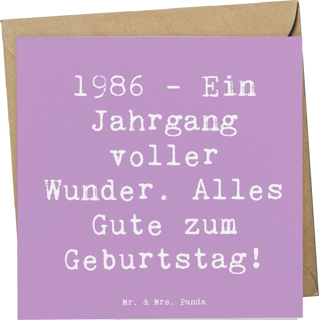 Mr. & Mrs. Panda faltkarte Spruch 1986 Geburtstag Wunder - Lavendeltraum - Geschenk, Nostalgie, Grußkarte, Happy Birthday, Klappkarte, Erinnerunge...