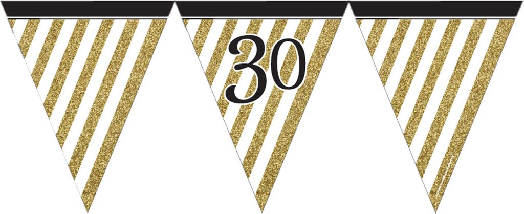 Geburtstagsparty Wimpelgirlande Zahl 30 gold-schwarz 370cm - Einheitsgröße