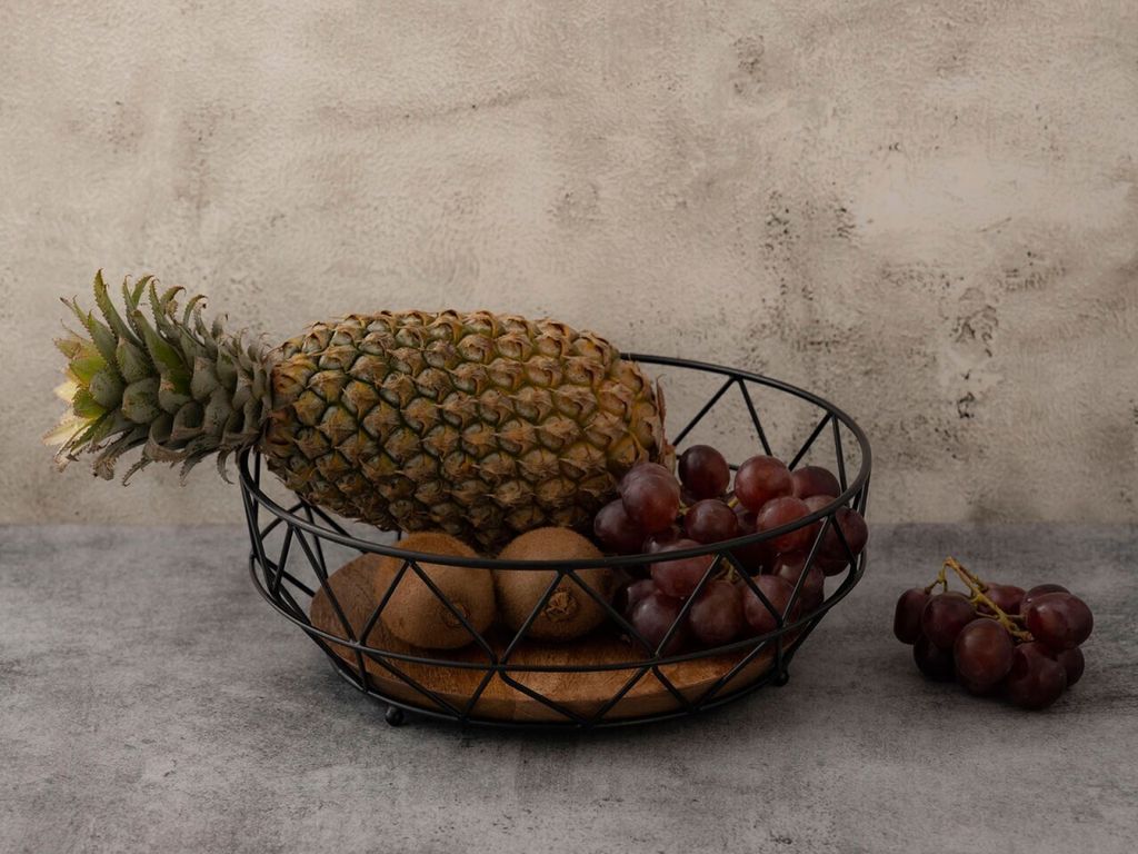 Soma Obstkorb 16-teilig Metall ø 28 H 10 cm Set 2 x 8 VE Metall Brotkorb Obstschale rund Neo schwarz