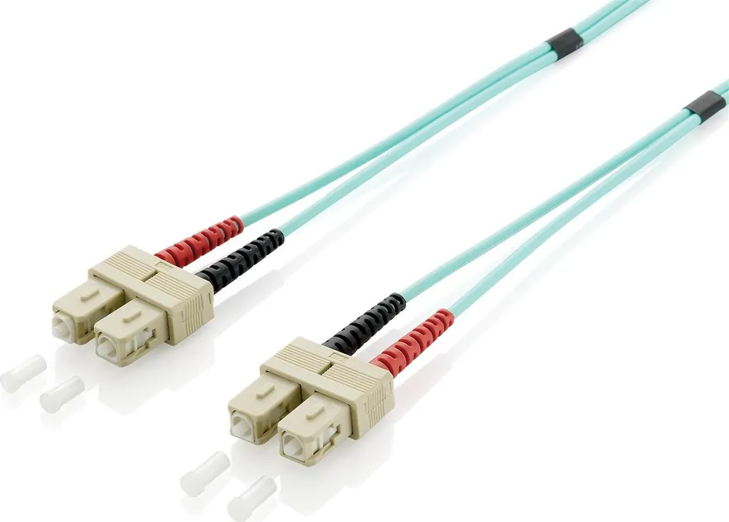 Cordon Fibre Optique OM3 30m SC-SC Duplex Turquoise Haute Vitesse