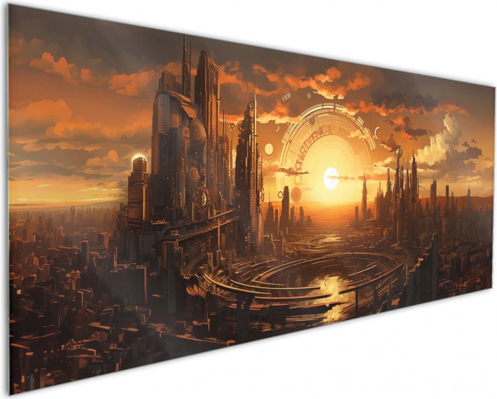 Wallario Küchenrückwand aus Glas, Größe: 125 x 50 cm, Motiv: Sonnenportal in die Zukunft | Spritzschutz | abwischbar | pflegeleicht | in
