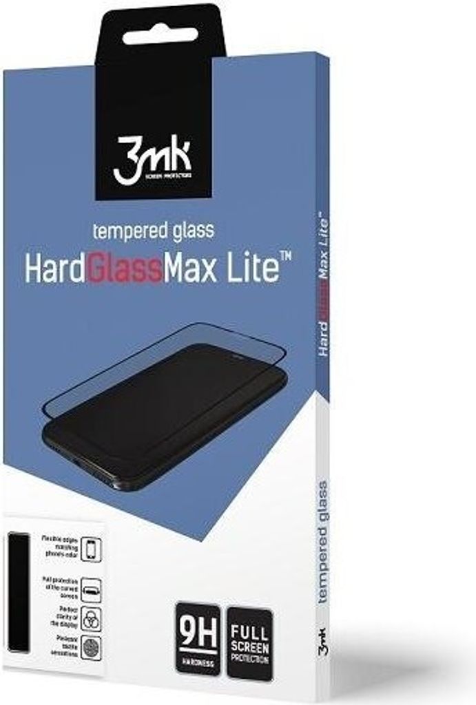 3MK HardGlass Max Lite Displayschutz, Samsung, Galaxy A70, Tempered Glass, Transparent/Schwarz