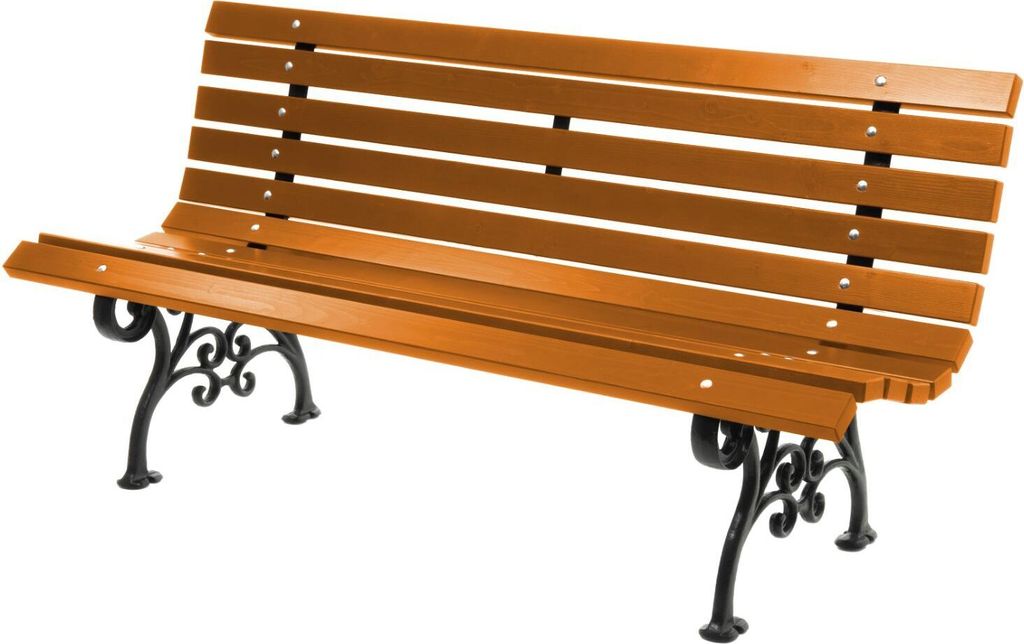 Gartenbank Parkbank Holtz Gusseisen Garten Outdoor Bank 0112 Bank für Terrassen Balkonbank, Holzbank, Gartenmöbel Bänke 150x74x40 cm Farbe: Teak