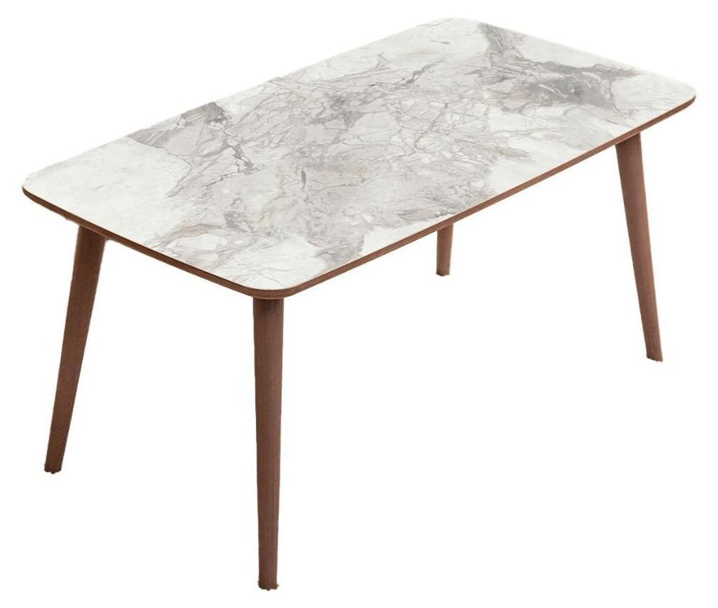 CALICOSY - Couchtisch mit rechteckiger Platte in weißer Marmoroptik L100 cm - LIORA