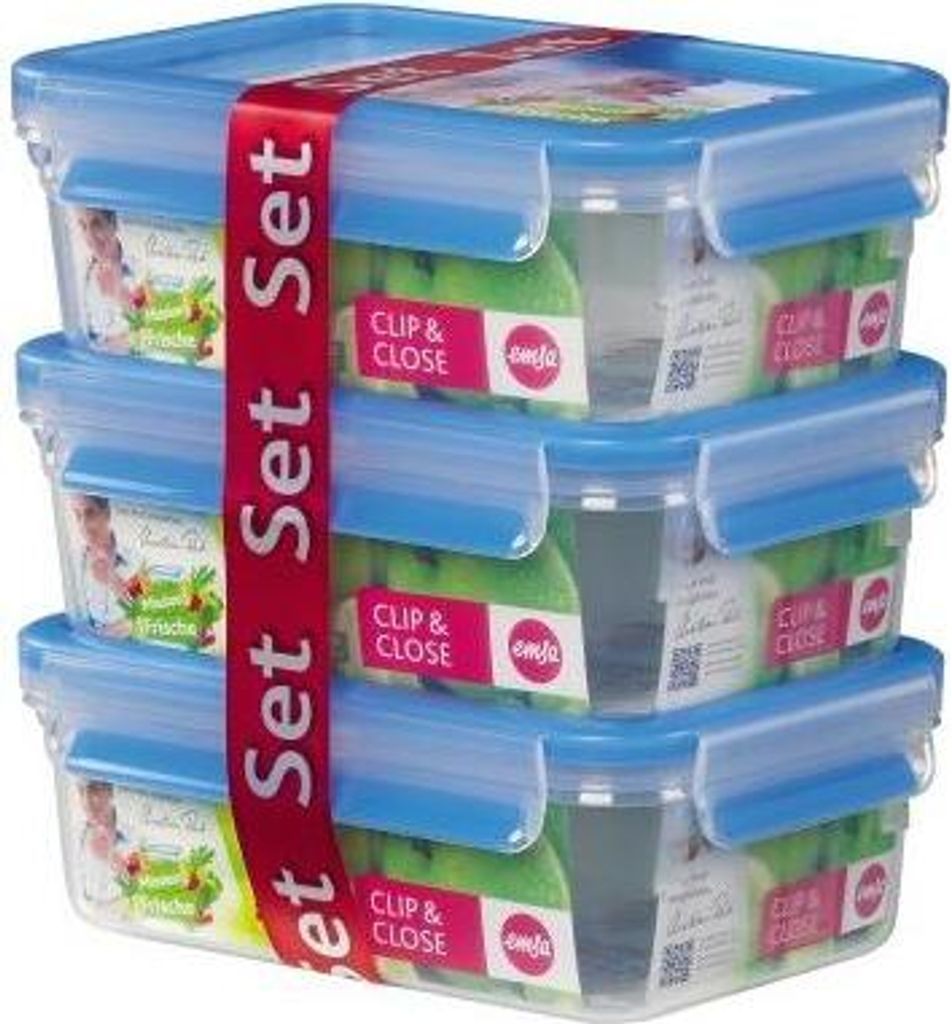 EMSA Clip & Close Freshness Container 1l Set of 3 blue Obrázok produktu 12