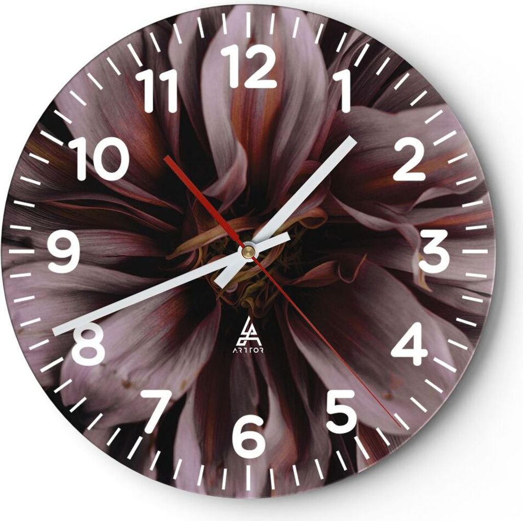 Wanduhr - Rund - Glasuhr - Blumenstrauß Künstlerisch Blume Produktbild 