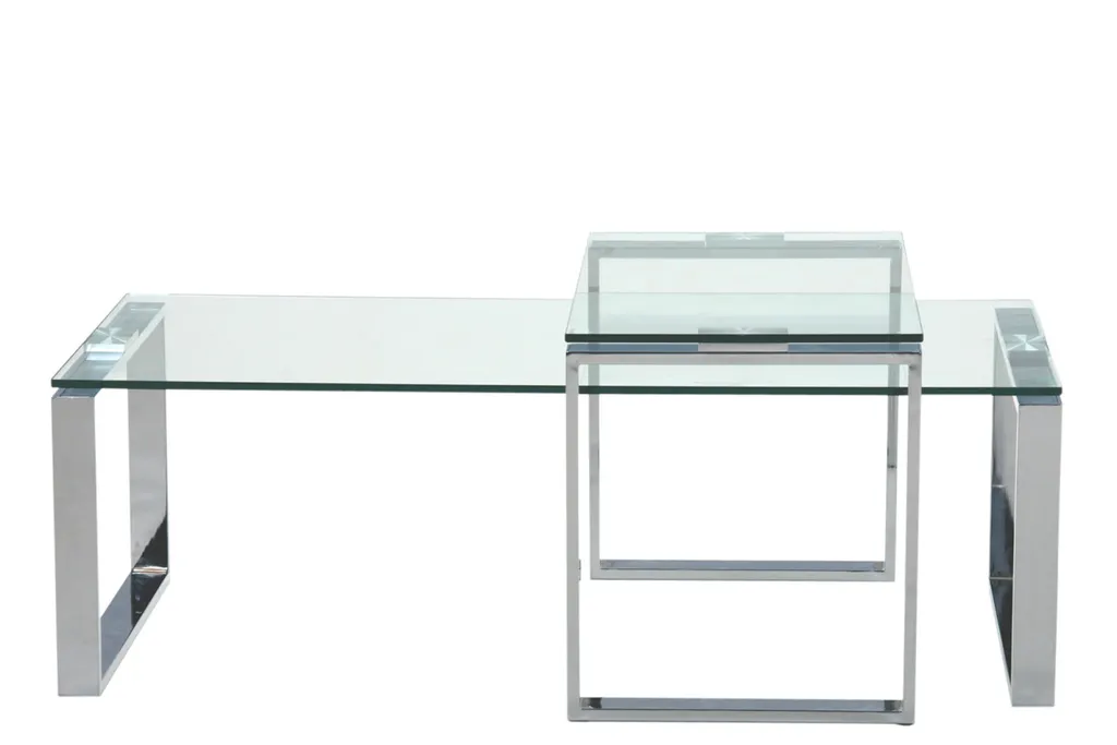 Table basse double en verre transparent Kamma style scandinave chic