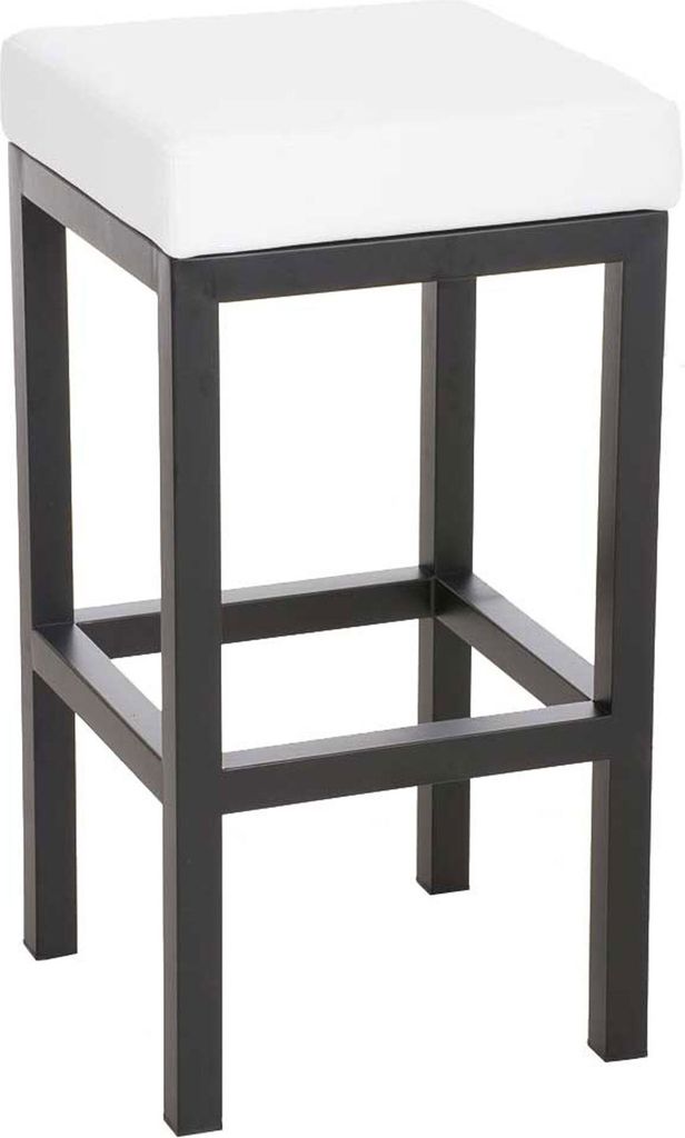 DELUKE Barhocker KIEL - Weiß, Kunstleder, Stahl, 85cm Höhe | Barhocker ohne Lehne Barstuhl Tresenhocker Tresenstuhl Kneipenhocker Kneipenstuhl
