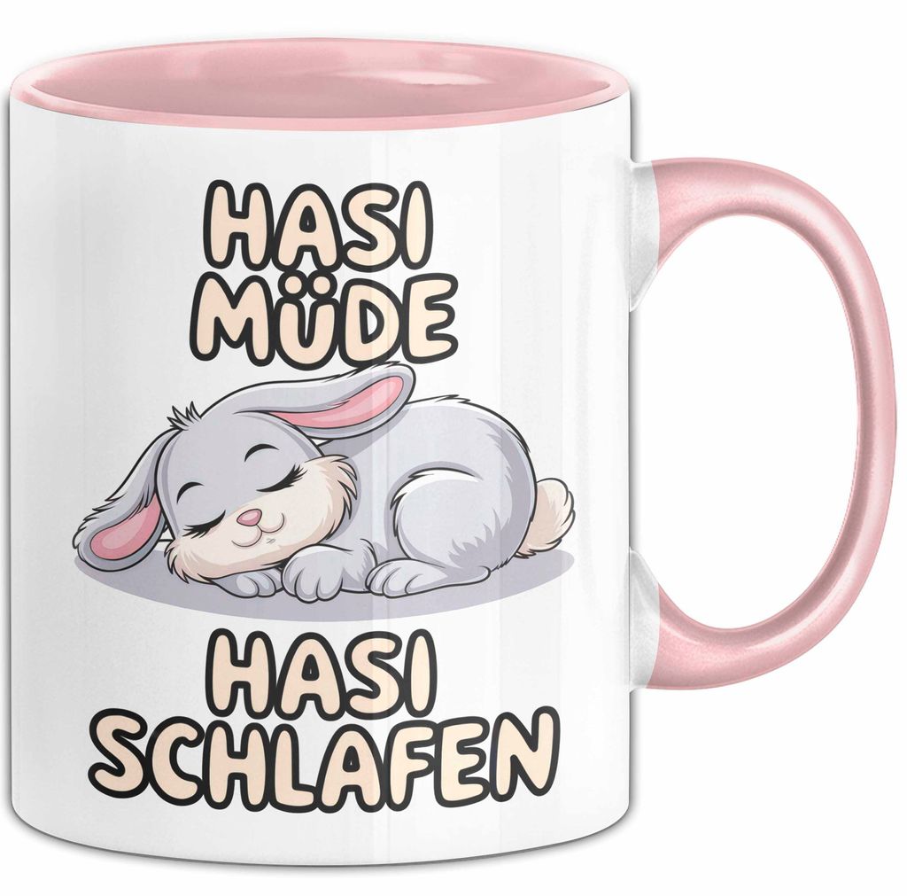 Sarkastische Kaninchen Hase Tasse Geschenk Lustige Geschenkidee Spruch Hasi Müde Hasi Schlafen (Rosa)