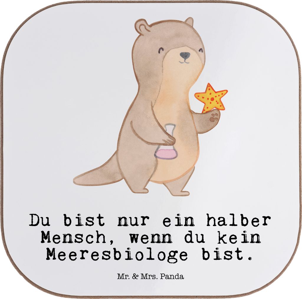 Mr. & Mrs. Panda Tassenuntersetzer Meeresbiologe Herz - Weiß - Geschenk, gläseruntersetzer, Tischuntersetzer, unterleger, Untersetzer Gläser, Sp...
