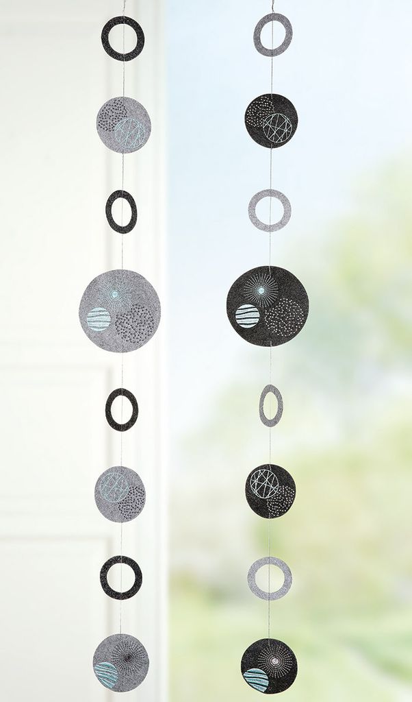 Gilde Girlande, "Universe", Filz, grau, B. 15 cm, H. 135 Image du produit 