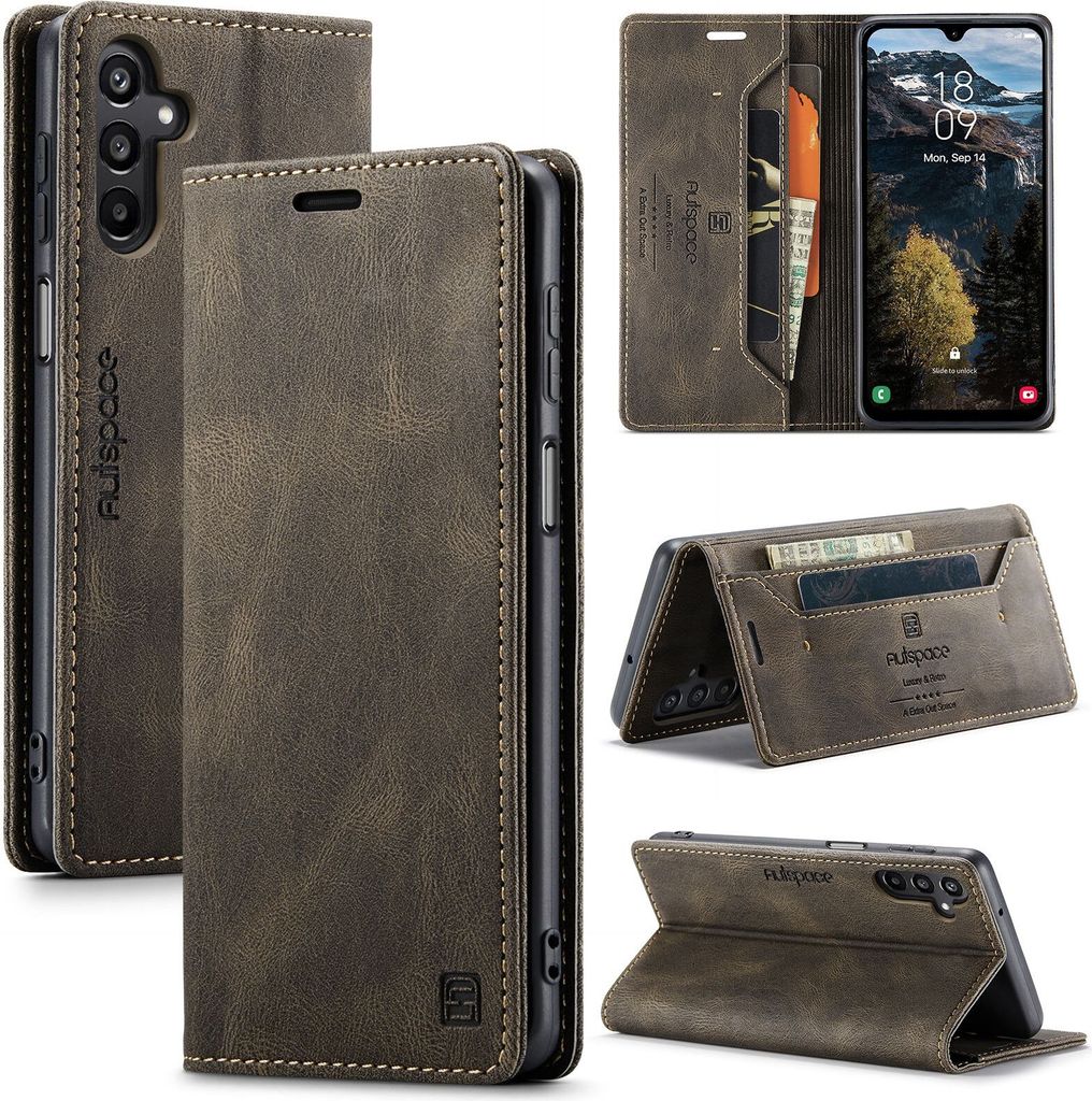 Galaxy A16 Hülle, Retro Kunstledertasche Stand Schutzhülle für Samsung Galaxy A16 5G/4G Kupfer