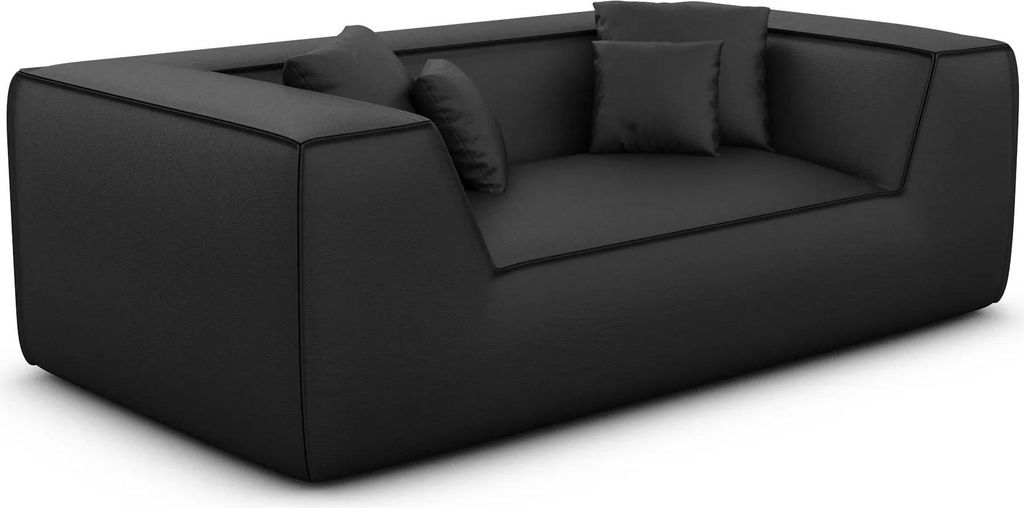 Echtleder 2-Sitzer Couch Liberia Schwarz