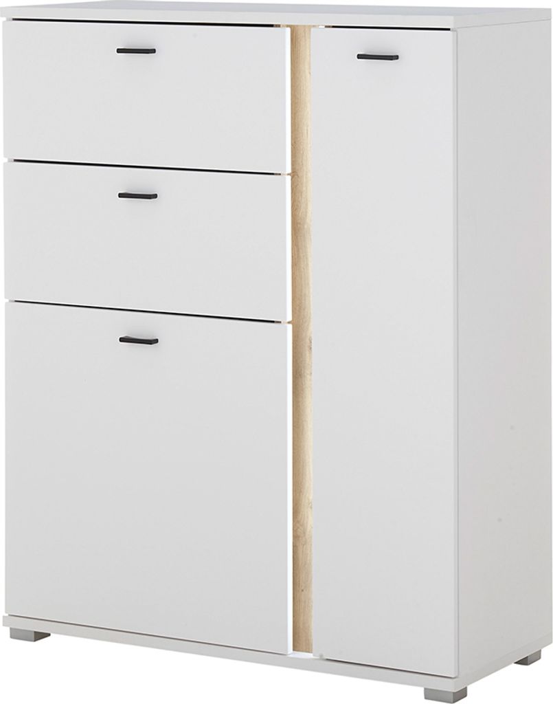 Highboard weiß mit Eiche LOVENO-61 Produktbild 