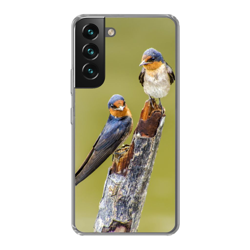 MuchoWow Handyhülle Schutzhülle Hülle für Samsung Galaxy S22 Vögel - Zweig - Porträt Silikon Softcase Handy Hülle - Mobiltelefonhülle