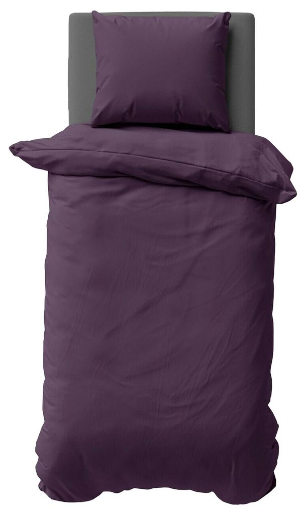 2 teilige Uni Bettwäsche 155x220 cm Mikrofaser Aubergine Produktbild 