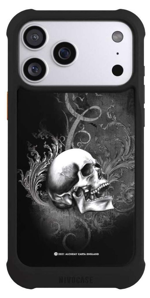 NIVOCASE Hülle für Apple iPhone 17 Pro Max Stoßfeste Handyhülle NIVOmax Case Schwarz Gothic Schädel Totenköpfe