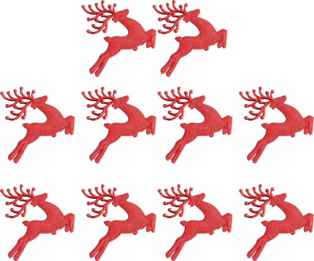 10 Stück Rentier-Hängeornamente aus Kunststoff, glitzernde Elch-Weihnachtsbaumdekorationen, Weihnachtsgeschenke