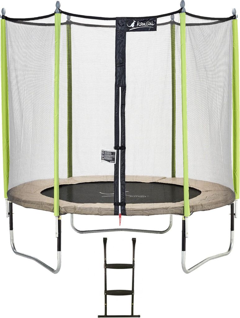 Gartentrampolin Ø250cm + Netz + Leiter - JUMPI 250 – Taupe/Grün