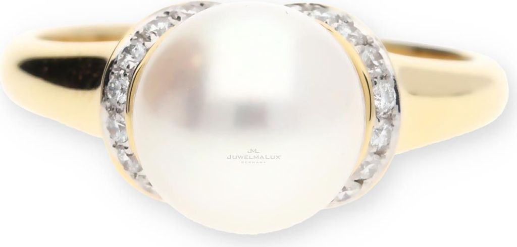 JuwelmaLux Ring 585 Gold mit Süßwasser Zuchtperle und Brillanten JL10-07-1886 G 56