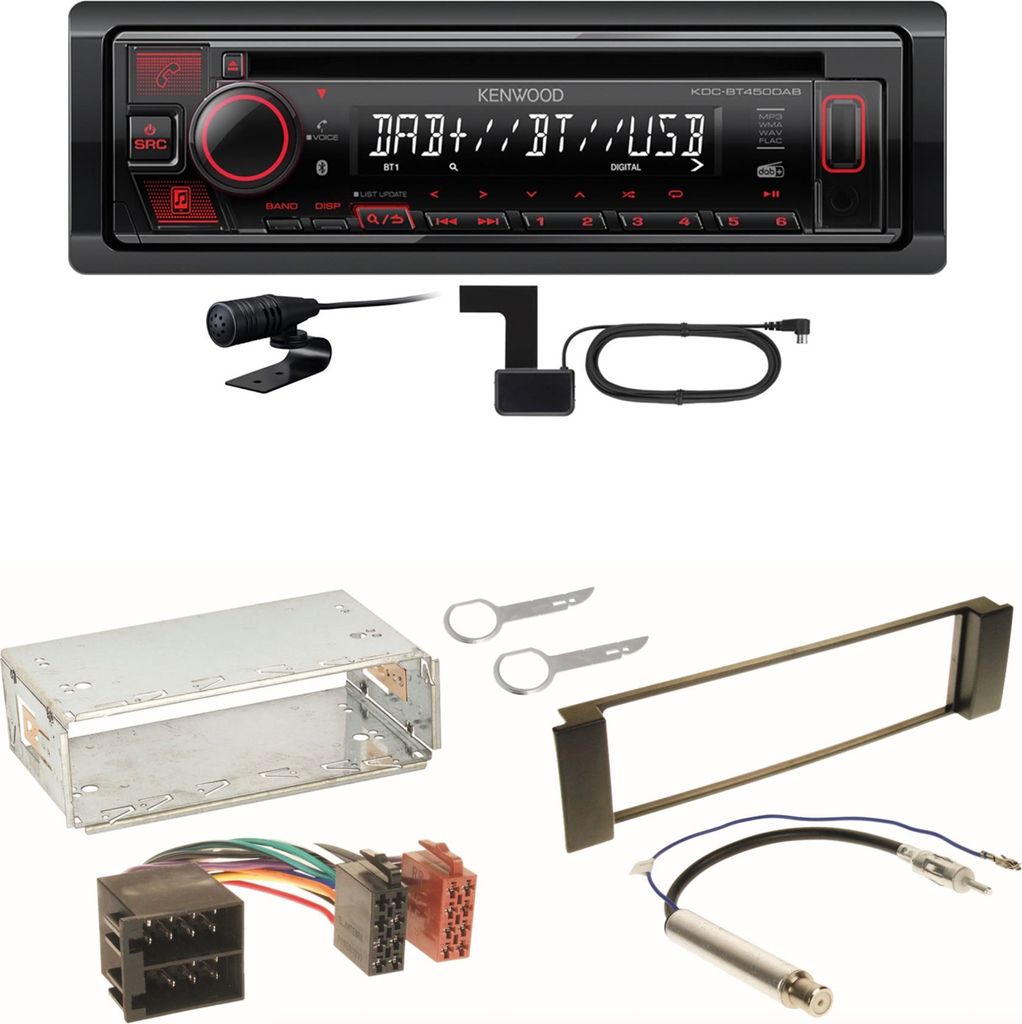 Kenwood KDC-BT450DAB Bluetooth Digitalradio CD Einbauset für Seat Leon Toledo 1M