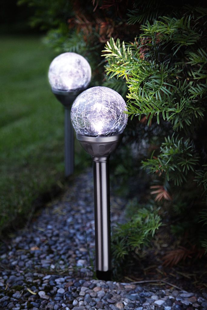 Best Season LED-Solar-Stäbe mit Kugel, 2er Set silber, Produktbild 