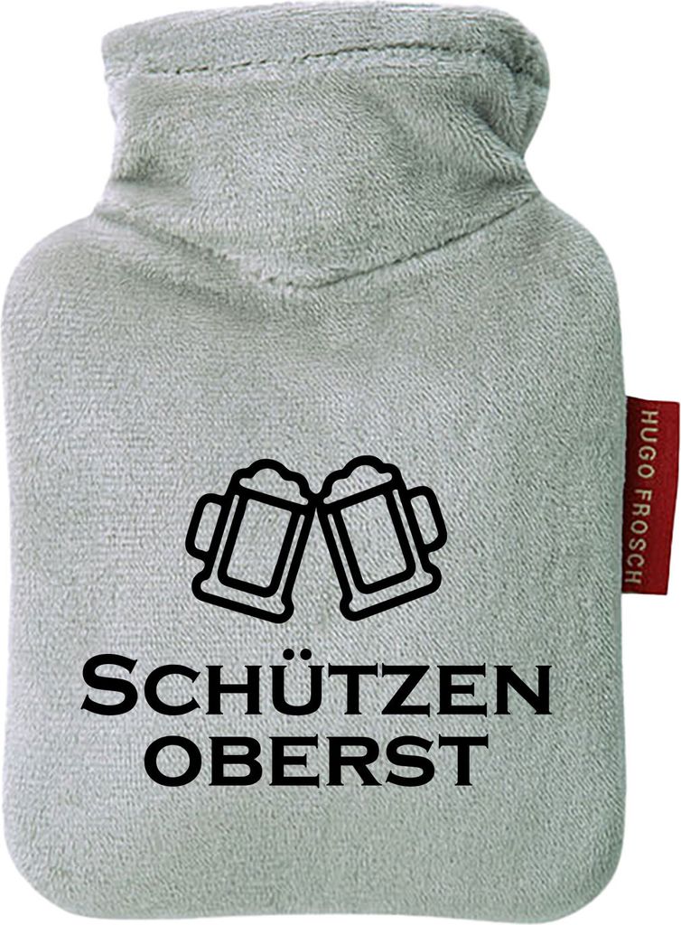 Huuraa Mini-Wärmflasche Schützenoberst Schützenfest 0,2 Liter Grey Mini Veloursbezug Taschenwärmer Geschenkidee
