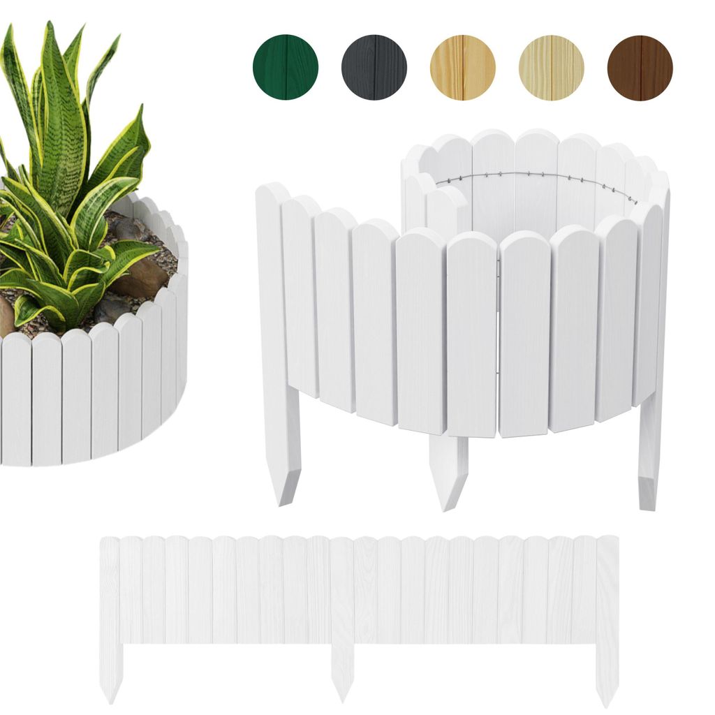 be4nature Flexible Rollborder aus Holz 100 x 40 cm Alpinweiß Imprägnierte Beeteinfassung aus Kiefernholz Beetumrandung Gartenzaun Palisade Rollzaun