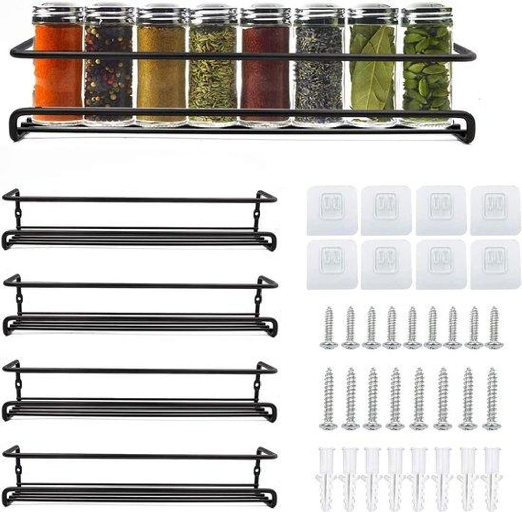 Vierer Pack Spießwürfel Organisator Wandbefestigter Regale mit Kleber oder Schrauben montierbar Lagerung Flaschen Gewürze Organisator für die K...