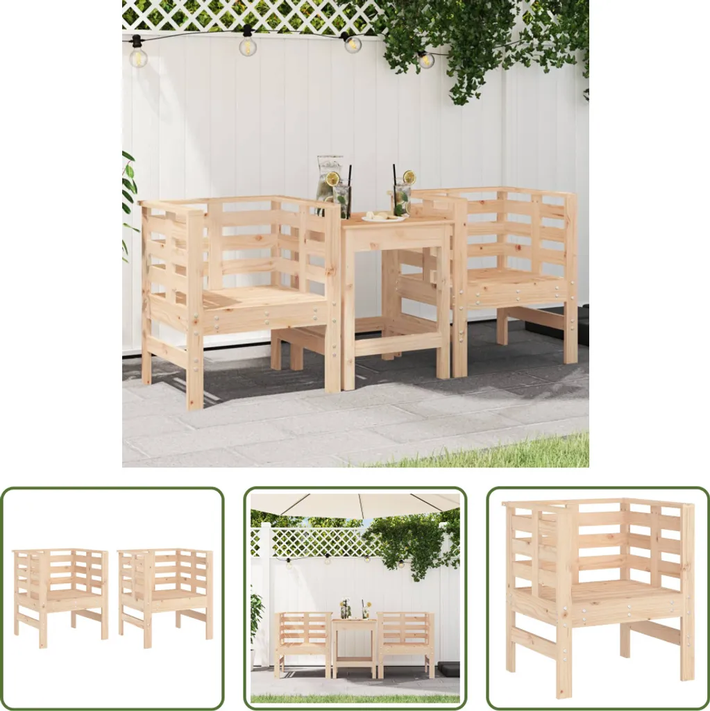 Sedie da Esterno The Living Store 2 Pz in Legno Massello 61,5x53x71 cm