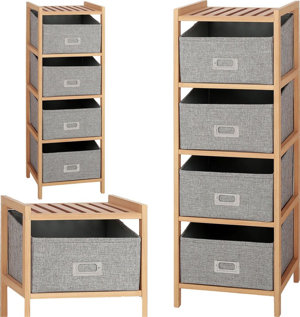 Halmar | Badregal Holz mit 4 Behältern - Natur - Produktbild 