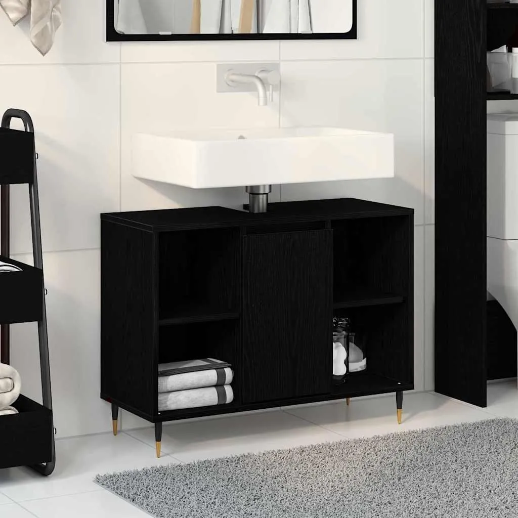 Mobile Bagno Nero 80x33x60 Maison Exclusive | Legno Multistrato