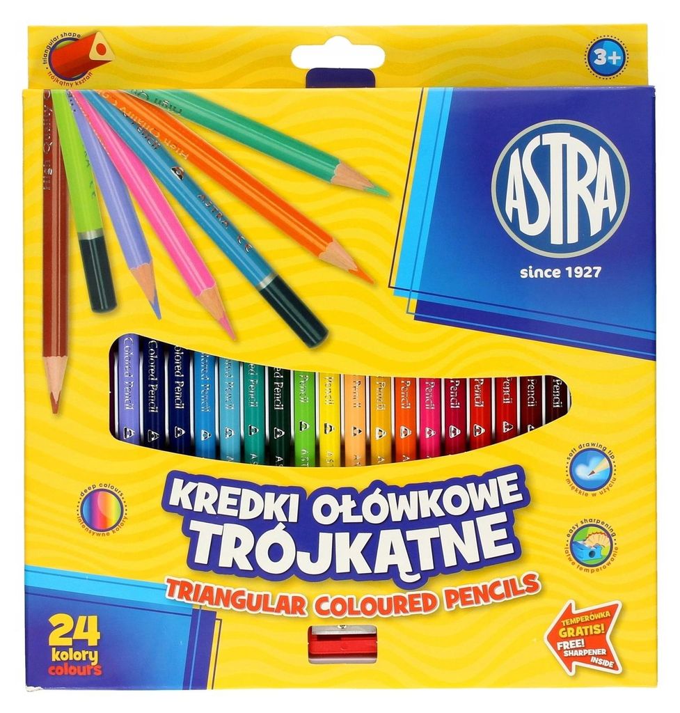 Crayons triangulaires 24 couleurs Astra Image du produit 