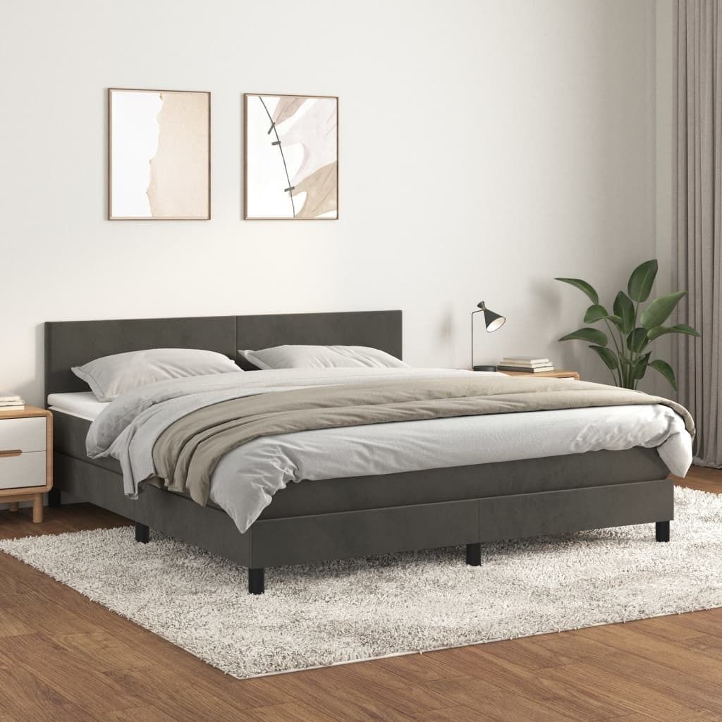 Maison Exclusive - Boxspringbett mit Matratze Dunkelgrau 160x200 cm Samt