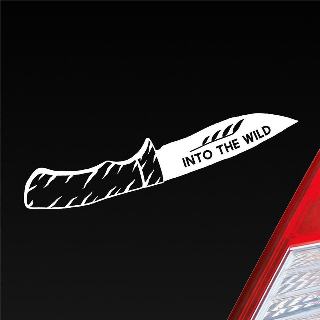 Auto Aufkleber Klappmesser Messer Knife Jagd Hunting Wild Wald Car 19x3 cm Weiss Glanz Sticker Heckscheibenaufkleber