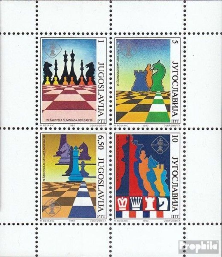 Briefmarken Jugoslawien 1990 Mi Block38 (kompl.Ausg.) postfrisch Schach-Olympiade