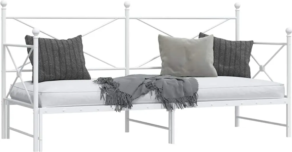 Lit de jour en acier blanc avec sommier extensible 90x200 cm robuste - 5