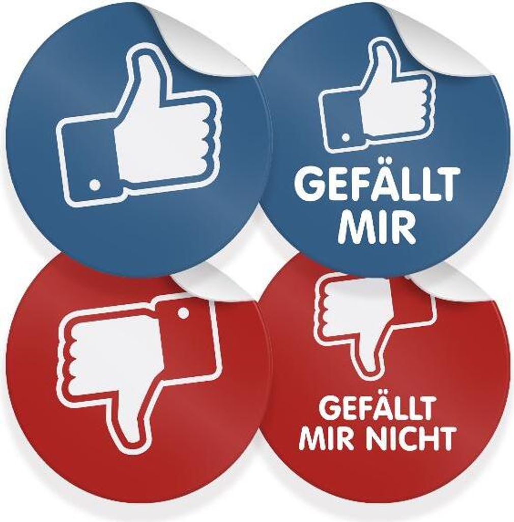 24x Sticker "Daumen" Gefällt mir (Motiv 38) 4cm Aufkleber runde Spruch Etikette