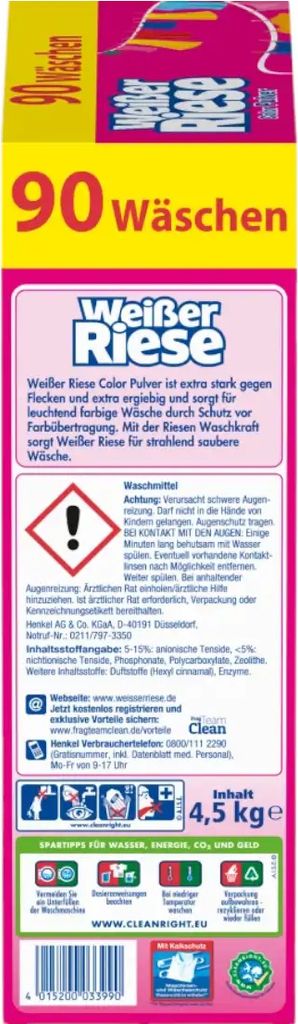 WEIßER RIESE Colorwaschmittel Color Pulver 90WL Produktbild 9