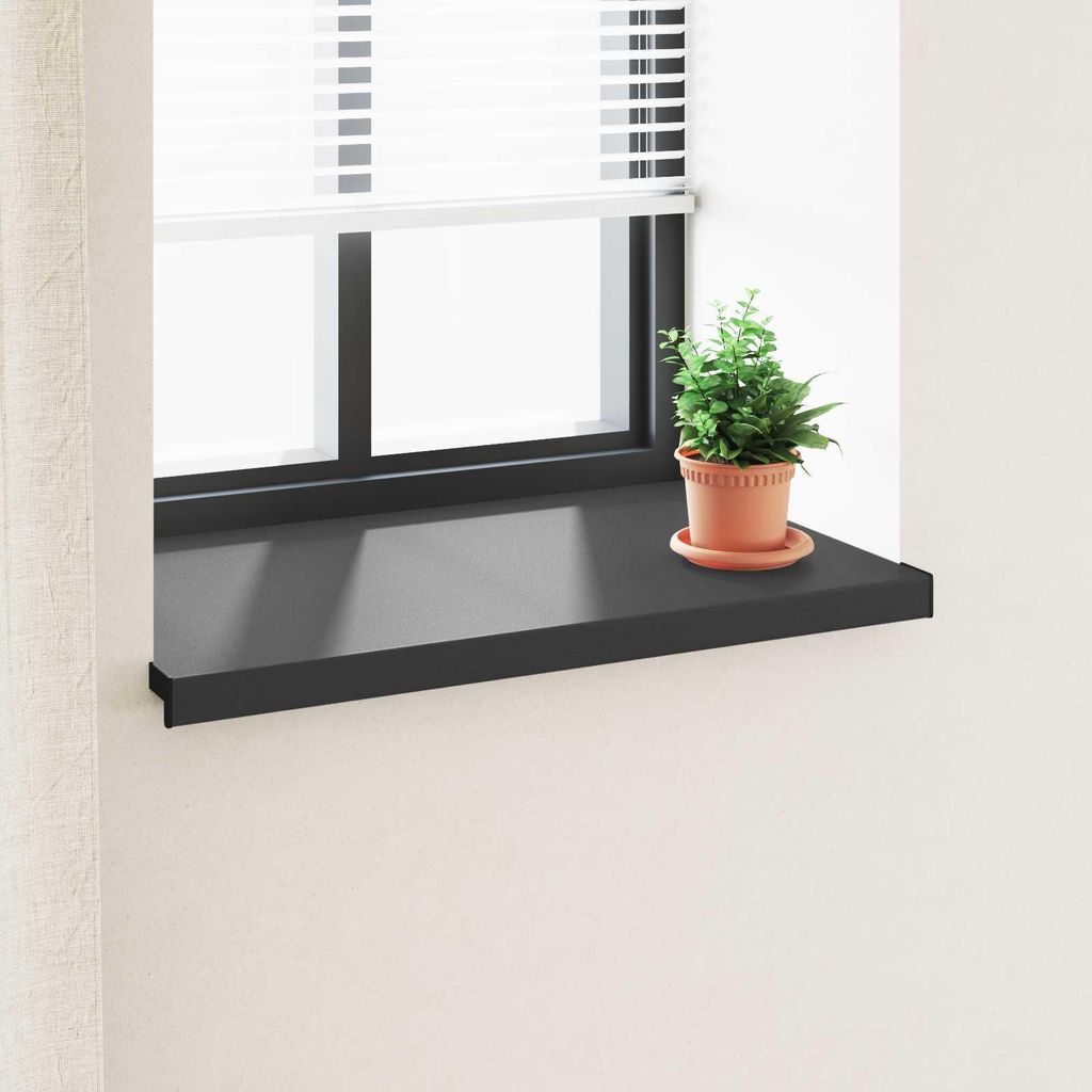 Fensterbank Schwarz mit Holzmaserung 60 x 50 x 4,5 cm PVC