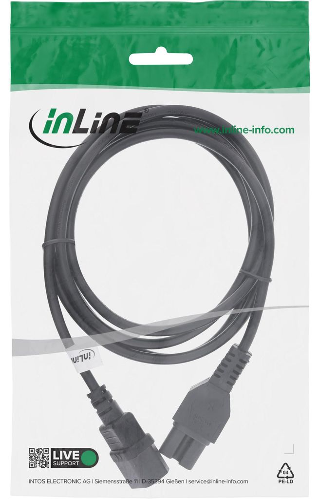 InLine Netzkabelverl., Warmgerätest. gerade C15 auf BU Produktbild 