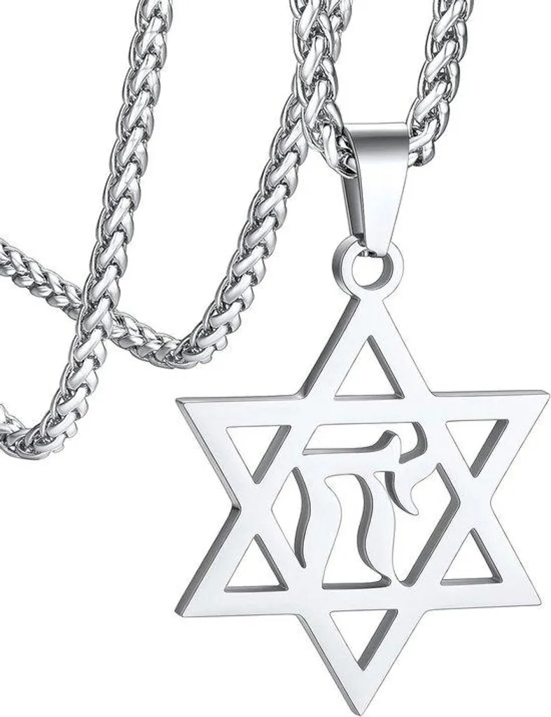 Collier hébraïque en or ou noir avec chaîne ajustable de 55 cm à 60 cm