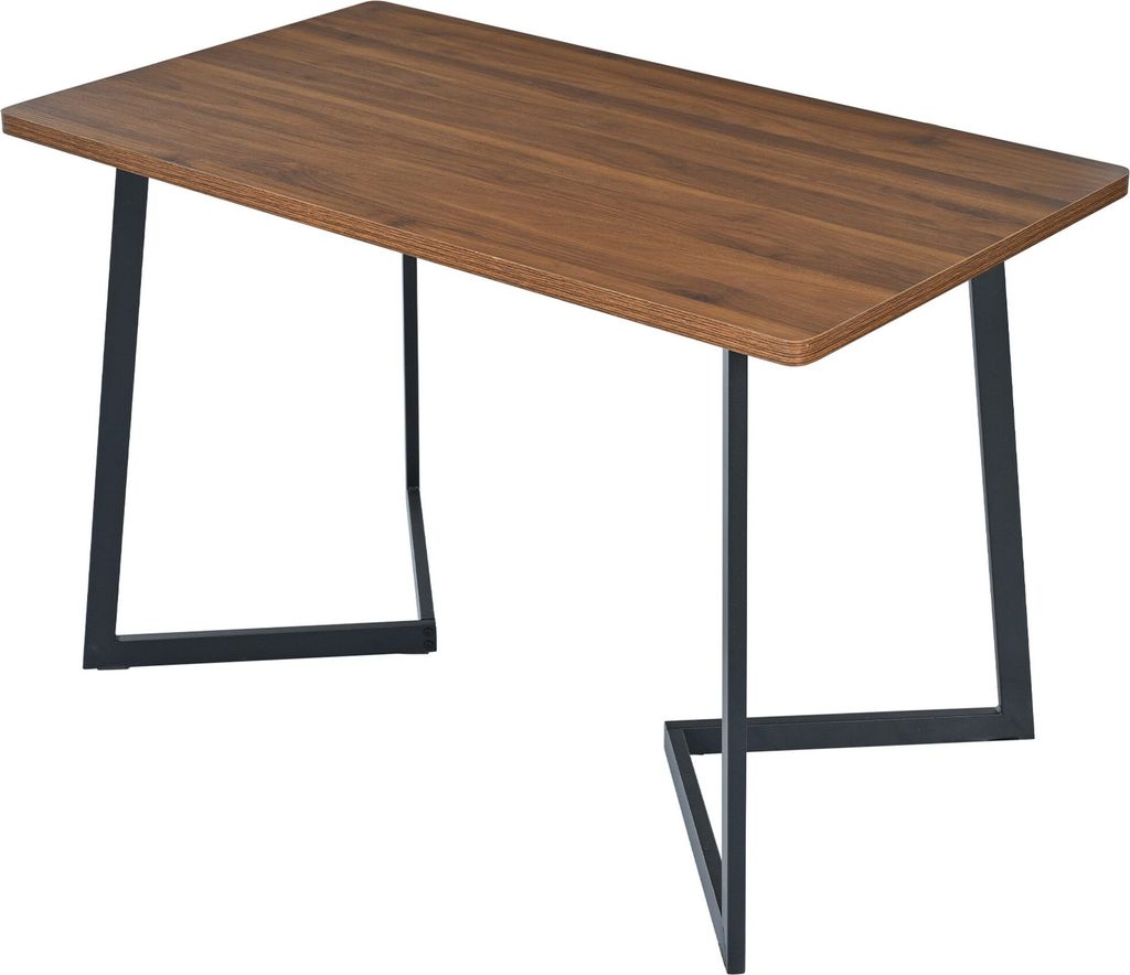 Esstisch 1-St 117x68cm Rechteckiger Esstisch Holzmaserung Küchentisch mit Metallbeinen Esszimmertisch Wohnzimmertisch Schwarz und Walnussfarbe