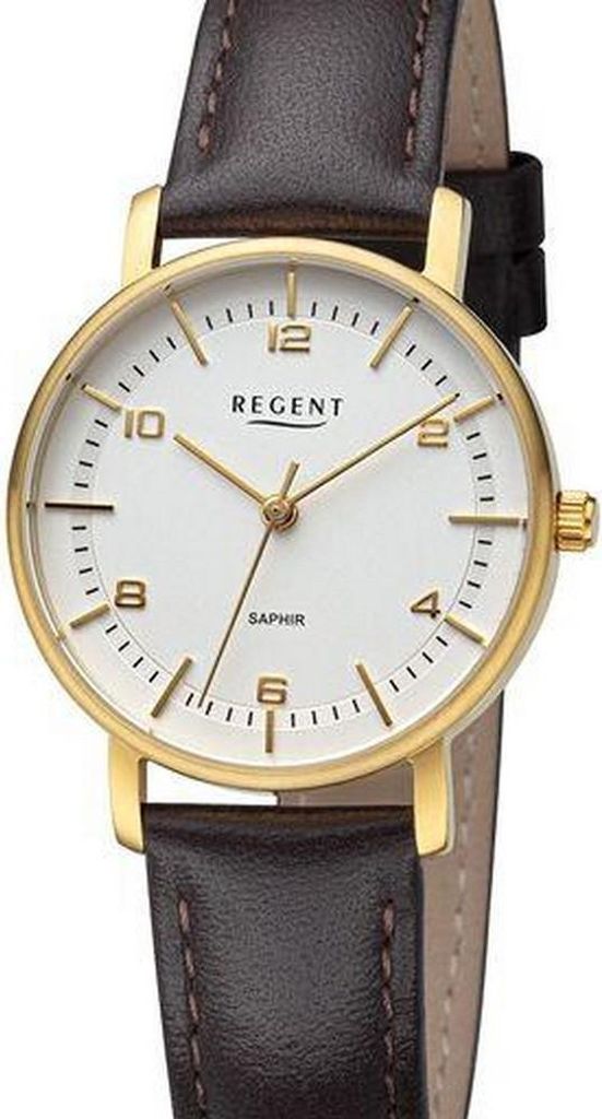 Regent Damen Uhr Lederarmband Leder Armbanduhr Analog dunkelbraun URF1480